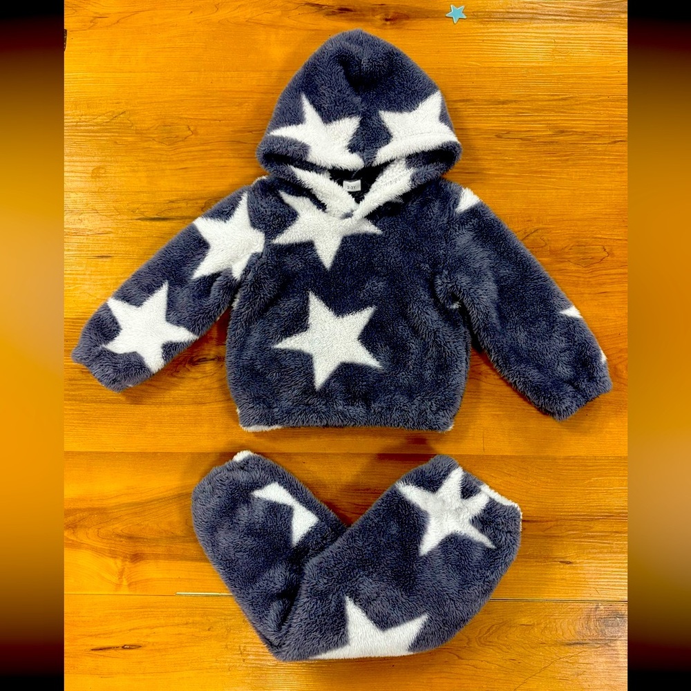 Cozy Faux Fur Star Pattern Hoodie and Pants Set